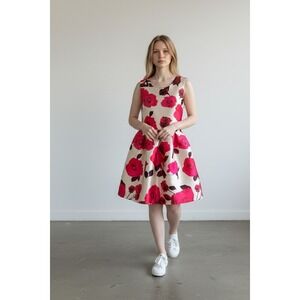 Floral Rose Print Women Fit and Flare Sleeveless Cocktail Vintage Garden Size S